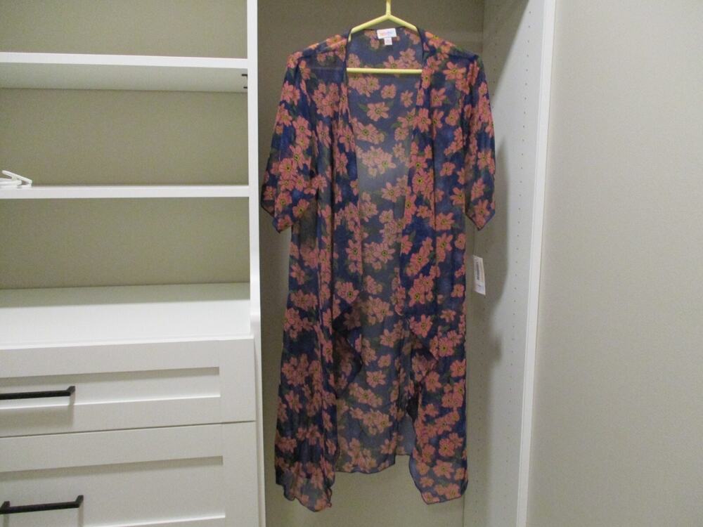 LULAROE SHIRLEY BLUE FLORAL KIMONO SIZE SMALL